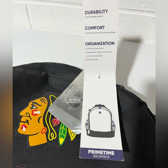 NHL FOCO USA Chicago Blackhawks Backpack NWT Black - Picture 7 of 12